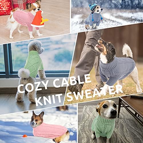 קוויממור סוודר סוודר כלבים קטן, סריגים כבל מזג אוויר קר, צווארון גולף קלאסי בגדים חמים עבים לצ'יוואווה,