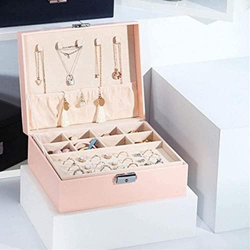 Qiaonnai ZD205 PU עור נשים קיבולת גבוהה תיבת תכשיטים שכבות כפולות שרשראות טבעות צפינות תכשיטים תכשיטים