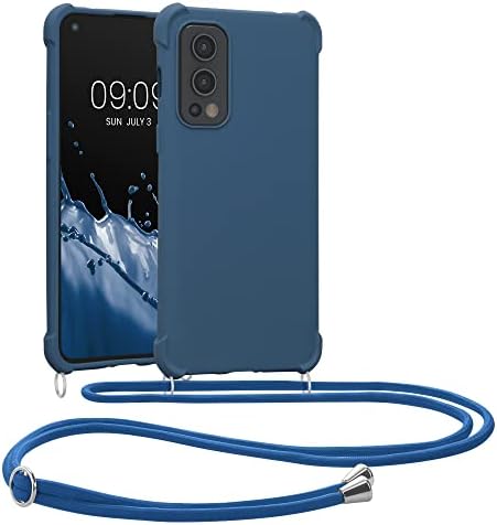 מארז kwmobile Crossbody תואם ל- OnePlus nord 2 5G Case - TPU Silicone כיסוי עם רצועה - כחול כהה