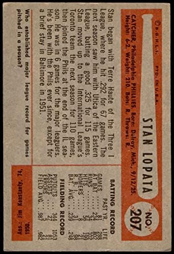 1954 Bowman 207 סטן לופטה פילדלפיה פיליס VG/EX+ Phillies