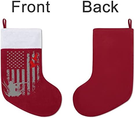 ציד ברווז דגל אמריקאי אדום גרבי חג חג המולד קישוטי הבית לקש עץ חג המולד גרביים תלויים