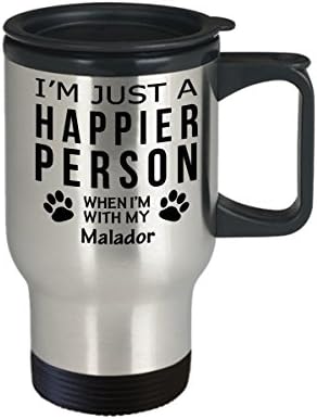 חובב כלבים נסיעות ספל קפה - אדם מאושר יותר עם מתנות הצלה בעלים של MALADOR - PEPE