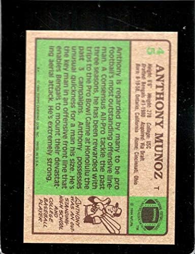 1984 Topps 45 Anthony Munoz Bengals כרטיס כדורגל NFL NM-MT
