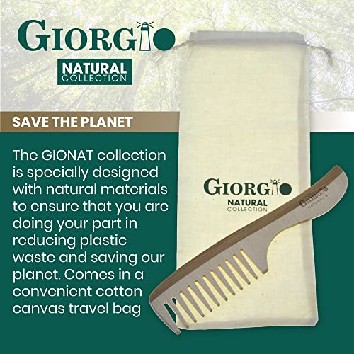 Giorgio Gionat5 מסרק מתנתק מעץ טבעי עם ידית נוחה - מסרק שיניים רחב לשיער מתולתל, מסרקי שיער במבוק ועץ