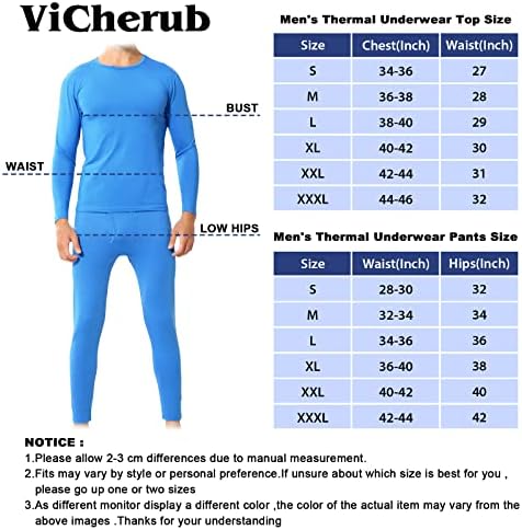 תחתונים תרמיים של Vicherub לגברים פליס מרופד ארוך ג'ונס תרמלים עליונים ותחתית שכבת בסיס לבסיס למזג אוויר