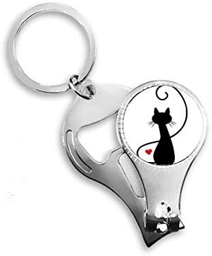 Mewing Heart חתול Sihouette חיה ציפורנית ניפר טבעת מפתח שרשרת מפתח בקבוקי בקבוק