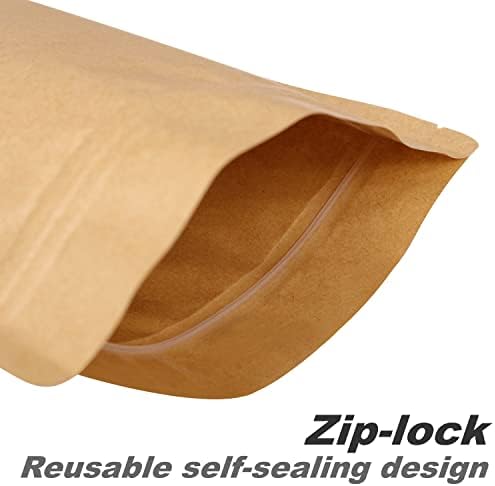 150 חבילה זיפלוק לקום קראפט נייר שקיות שקיות עם מול מט חלון עבור מזון אחסון ניתן לאטימה חוזרת אריזת