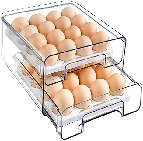 ביאלי 32 רשת גדול קיבולת ביצת מחזיק עבור מקרר, שכבה כפולה ביצת מגירה ארגונית, לגיבוב ביצת אחסון מיכל,