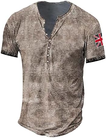 צמרות יום הולדת מימי הביניים קיץ גברים פלוס חולצה בגודל חולצה כפתור שרוול קצר נוחות פטריוטית צוואר מפוצל