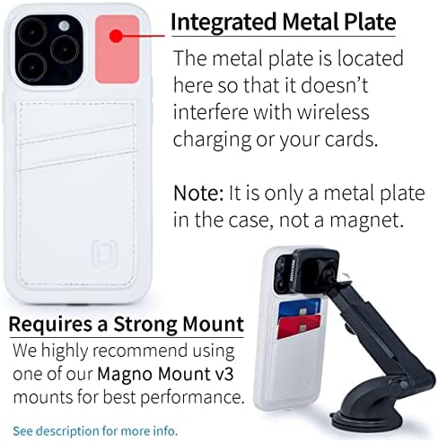 Dockem iPhone 14 Pro Max Card Card עם מעטפת סיליקון נוזלית, לוחית מתכת מובנית להרכבה מגנטית וארנק תפרים