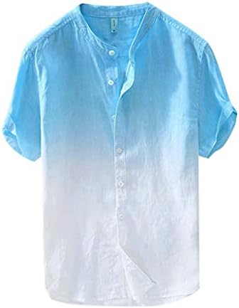 חולצות גברים קיץ חולצה מסוגננת מזדמנת של גברים רזים של גברים דקים נושמים וצווארון שיפוע תלויים כפתור